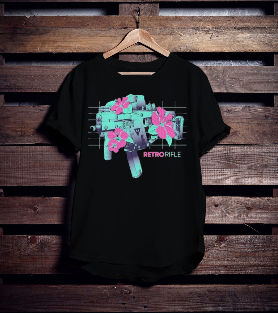 Retro Rifle Floral Fusion Blossoms T-Shirt