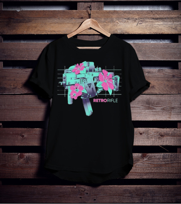 Retro Rifle Floral Fusion Blossoms T-Shirt