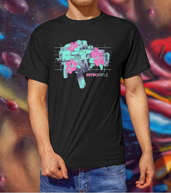 Retro Rifle Floral Fusion Blossoms T-Shirt