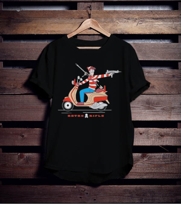 Retro Rifle Waldo Scooter Adventure T-Shirt