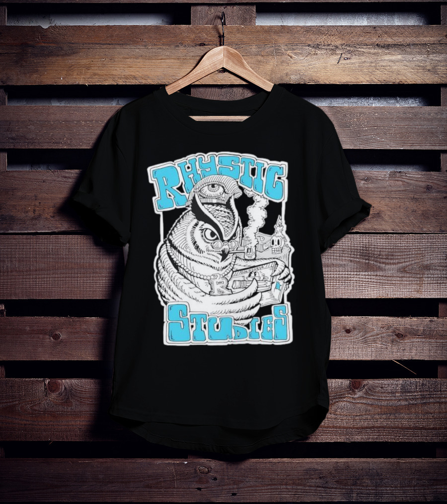 Rhystic Studies Owl Smoking Pipe Reading Book Goldsaber Collaboration T-Shirt