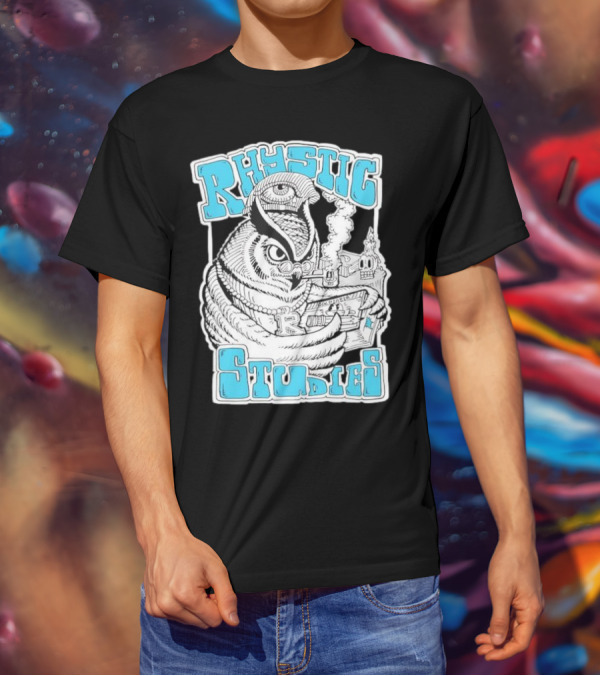 Rhystic Studies Owl Smoking Pipe Reading Book Goldsaber Collaboration T-Shirt