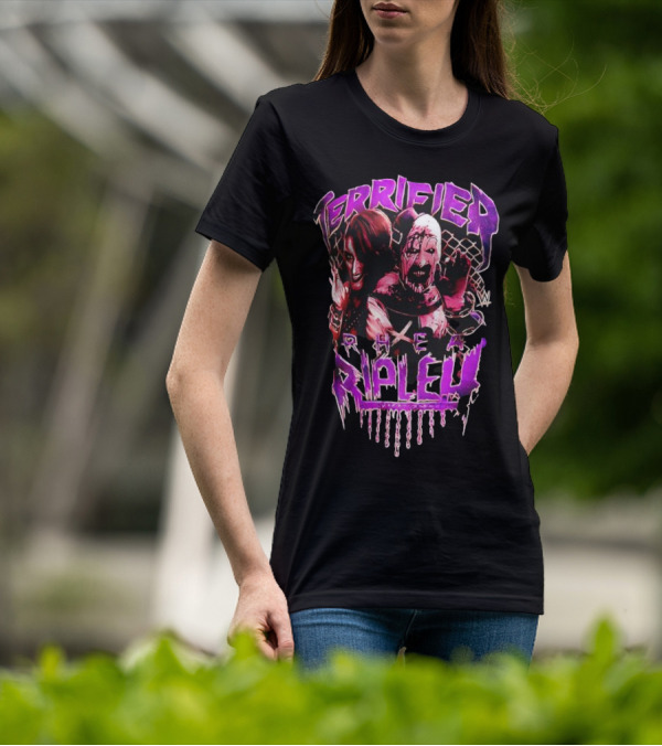 Terrifier Rhea Ripley WWE Crossover Superstar Art Clown Graphic T-Shirt