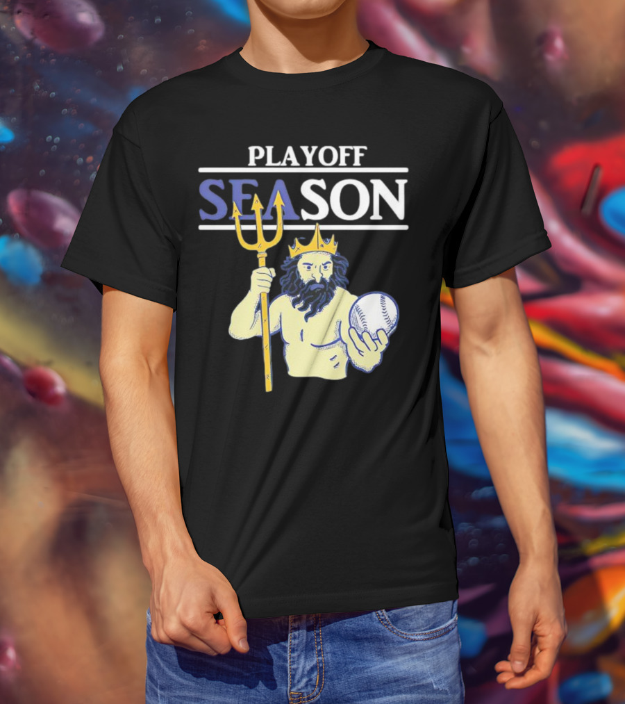 "Seattle Mariners Playoff Season Poseidon Baseball Trident" T-Shirt