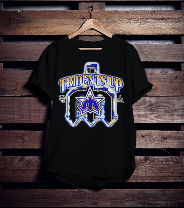 Seattle Mariners Tridents Up Blue Yellow Star MLB Sports Team T-Shirt