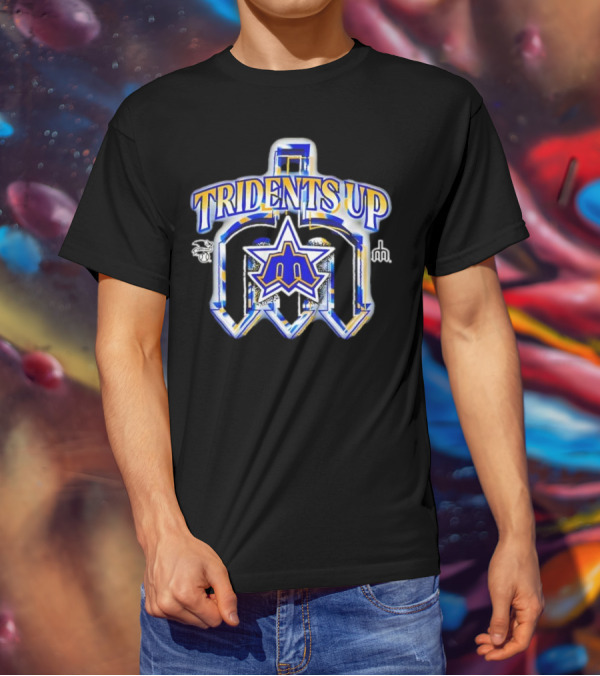 Seattle Mariners Tridents Up Blue Yellow Star MLB Sports Team T-Shirt