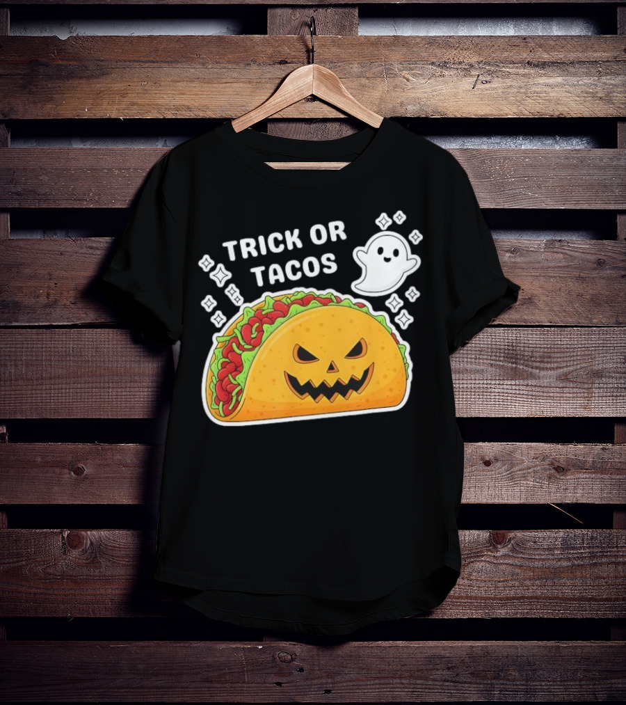 Trick Or Tacos Spooky Jack-o-lantern Halloween Mexican Food T-Shirt