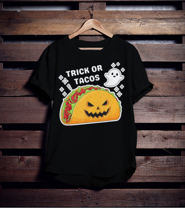Trick Or Tacos Spooky Jack-o-lantern Halloween Mexican Food T-Shirt