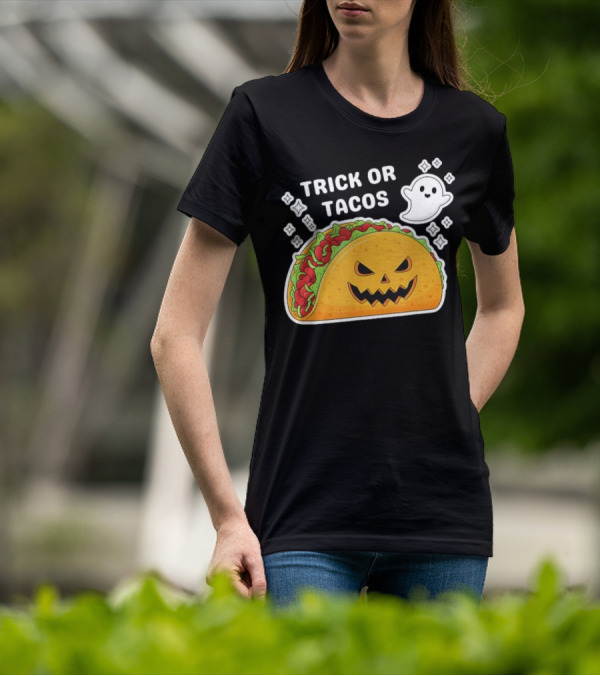 Trick Or Tacos Spooky Jack-o-lantern Halloween Mexican Food T-Shirt