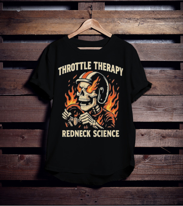 Throttle Therapy Redneck Science Flaming Skeleton T-Shirt
