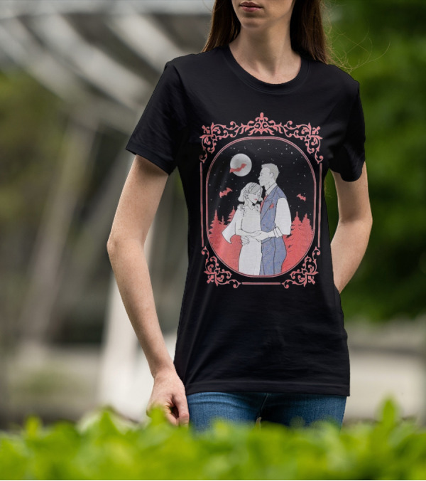 Ali Hazelwood’s Bride And Groom Halloween Romance Under Moonlight T-Shirt