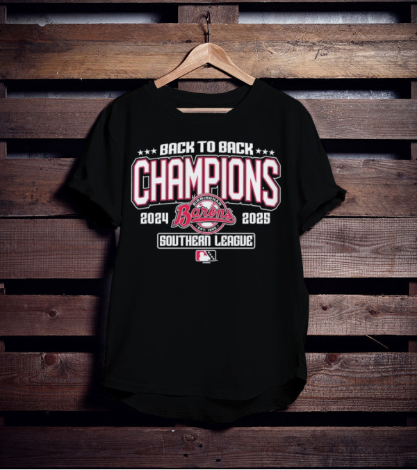 Back To Back Champions Southern League Birmingham Barons 2024 2025 T-Shirt
