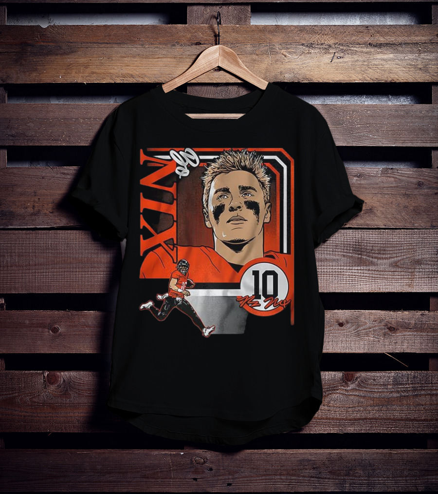 Bo Nix Number 10 Football Collage Frame Denver Broncos Elements T-Shirt