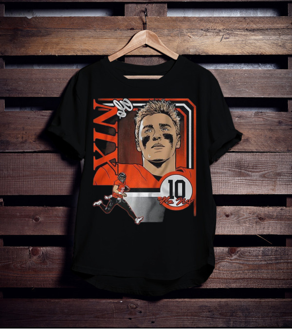 Bo Nix Number 10 Football Collage Frame Denver Broncos Elements T-Shirt