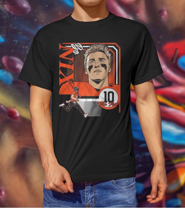 Bo Nix Number 10 Football Collage Frame Denver Broncos Elements T-Shirt