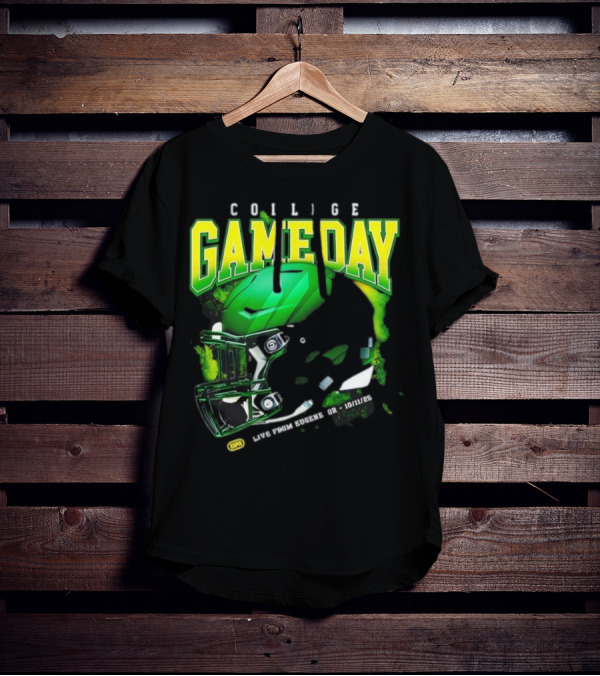 College GameDay Green Football Helmet October Live From Eugene OR 10 11 25 T-Shirt