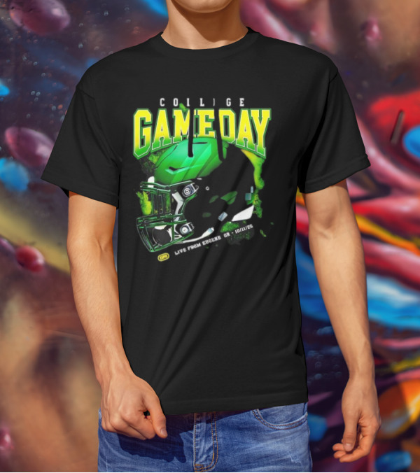 College GameDay Green Football Helmet October Live From Eugene OR 10 11 25 T-Shirt