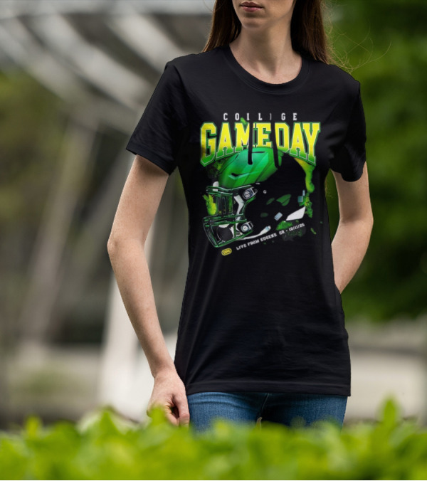 College GameDay Green Football Helmet October Live From Eugene OR 10 11 25 T-Shirt