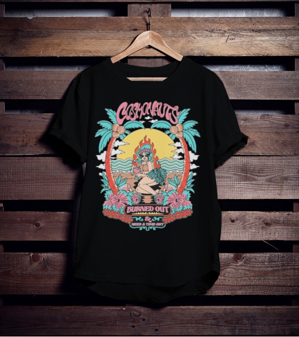 Cosmonauts Burned Out Need A Time Out Vintage Tropical Palm Haven Retro T-Shirt