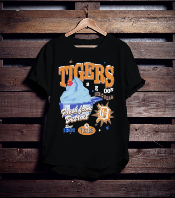Tigers Blue Moon Ice Cream Fresh From Detroit Since 1901 T-Shirt