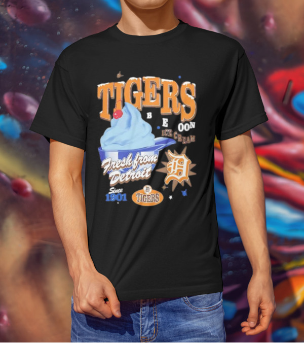 Tigers Blue Moon Ice Cream Fresh From Detroit Since 1901 T-Shirt