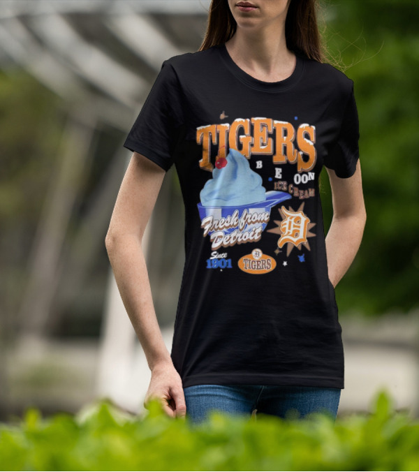 Tigers Blue Moon Ice Cream Fresh From Detroit Since 1901 T-Shirt
