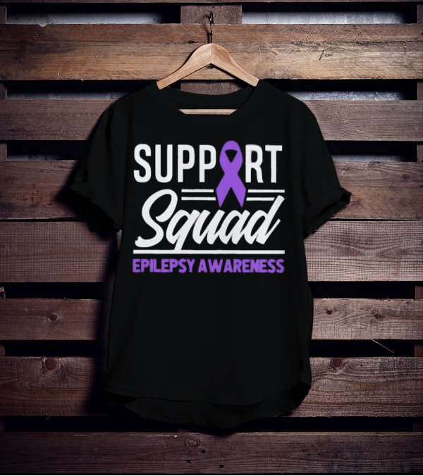 Support Squad Epilepsy Awareness Purple Ribbon T-Shirt
