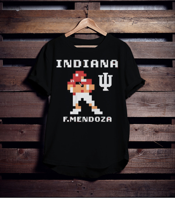 Indiana Football F. Mendoza Retro Pixel Art Player Number 15 T-Shirt