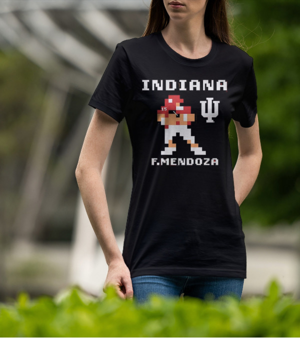Indiana Football F. Mendoza Retro Pixel Art Player Number 15 T-Shirt