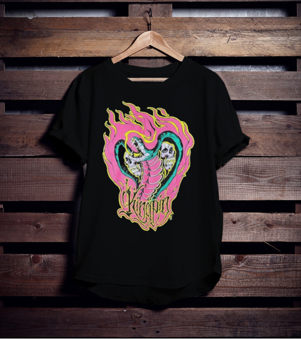 Kingpin Cobra Snake With Skulls And Flames T-Shirt