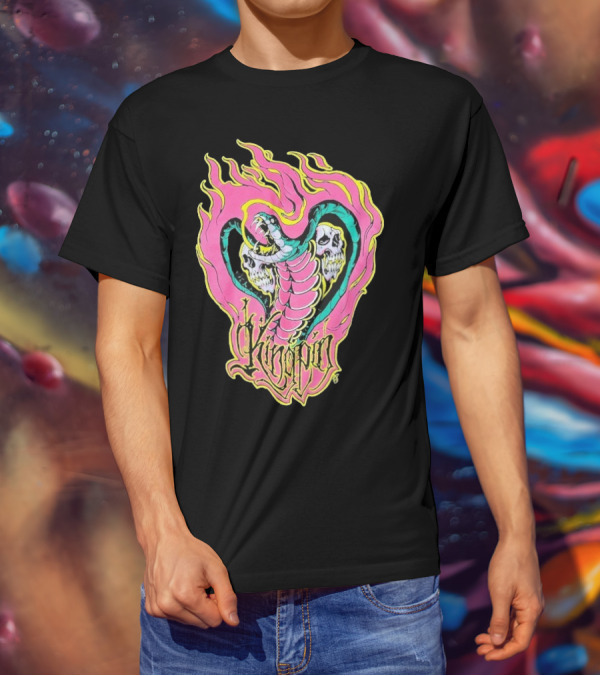 Kingpin Cobra Snake With Skulls And Flames T-Shirt