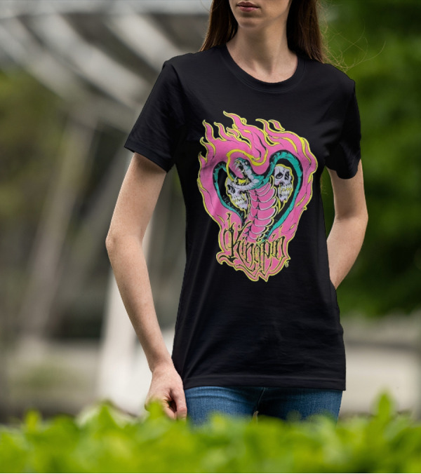 Kingpin Cobra Snake With Skulls And Flames T-Shirt