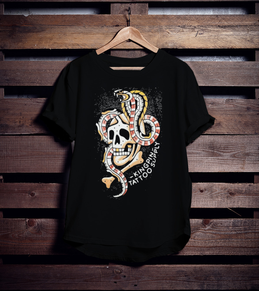 Kingpin Tattoo Supply Year Of The Snake Skull Vintage Style Graphic T-Shirt