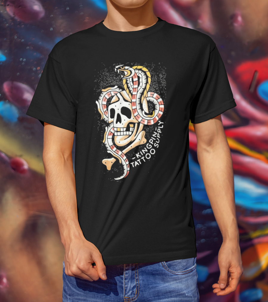 Kingpin Tattoo Supply Year Of The Snake Skull Vintage Style Graphic T-Shirt