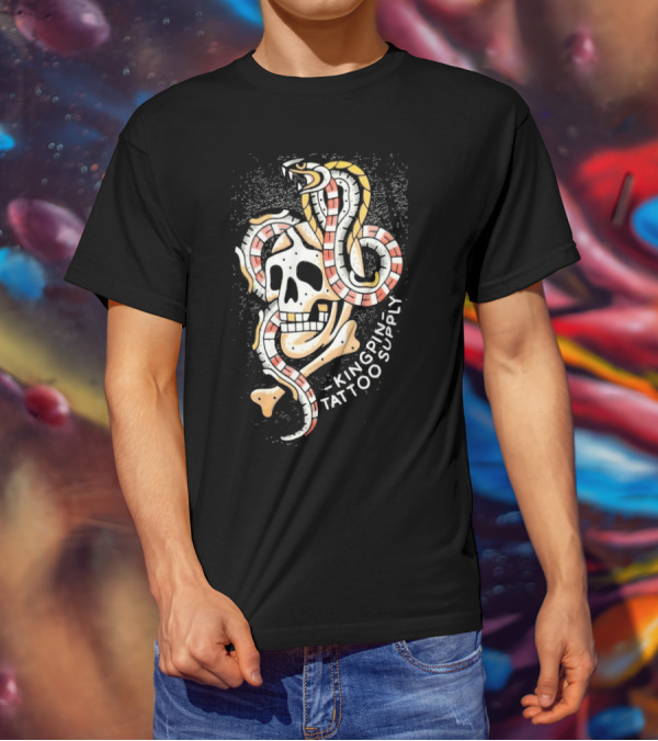 Kingpin Tattoo Supply Year Of The Snake Skull Vintage Style Graphic T-Shirt