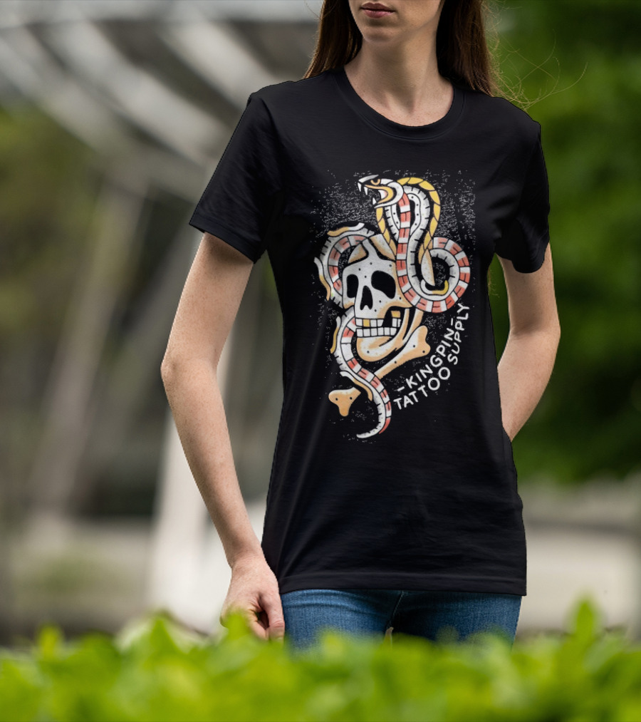 Kingpin Tattoo Supply Year Of The Snake Skull Vintage Style Graphic T-Shirt