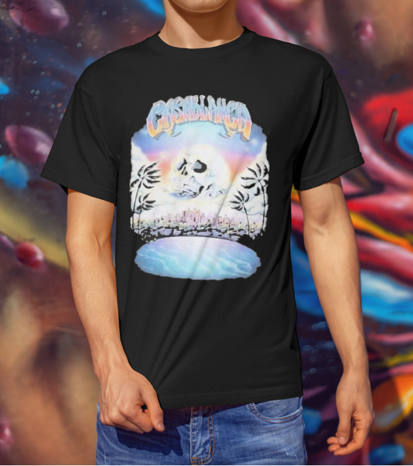 Laura Redman Club Casablanca Skull Palm Trees Sunset Coastal Scene T-Shirt