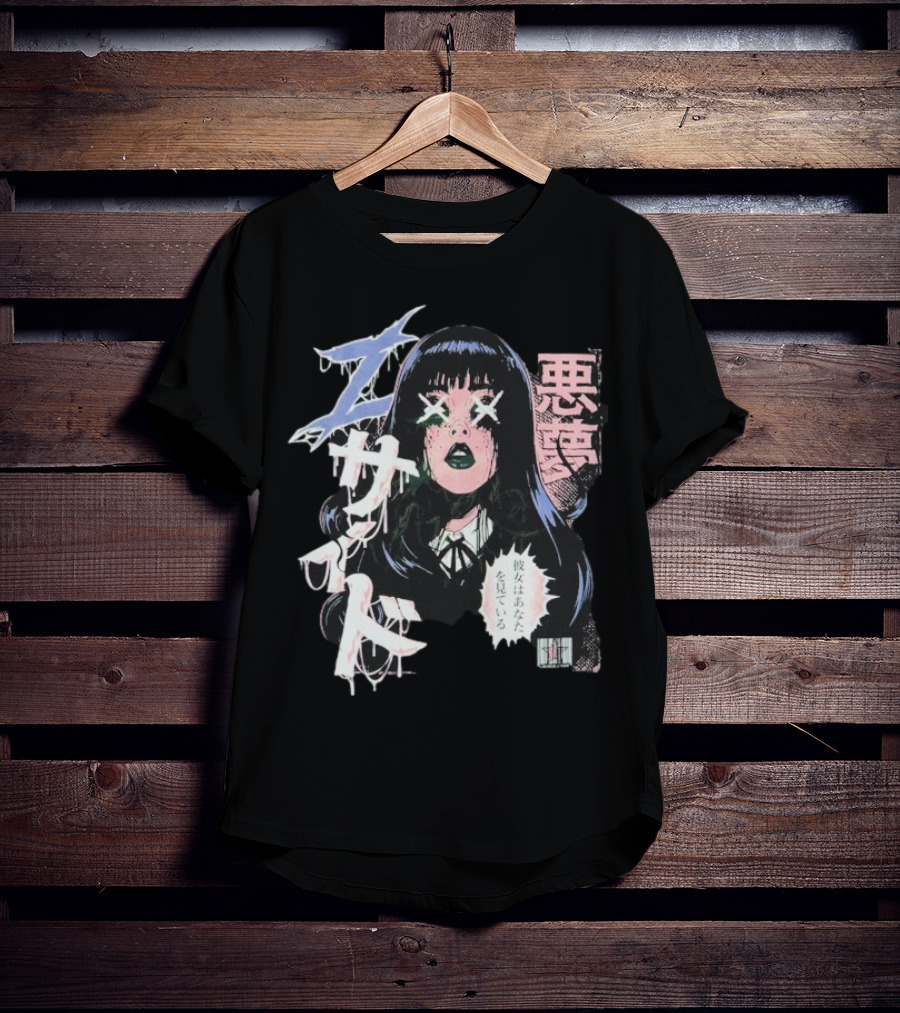 Laurenzside Spooky Japanese Horror Manga Style T-Shirt