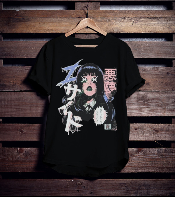 Laurenzside Spooky Japanese Horror Manga Style T-Shirt