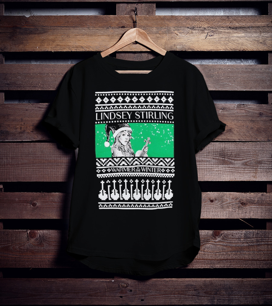 Lindsey Stirling Warmer In The Winter 8 Bit Ugly Holiday Xmas Christmas Santa Violin T-Shirt