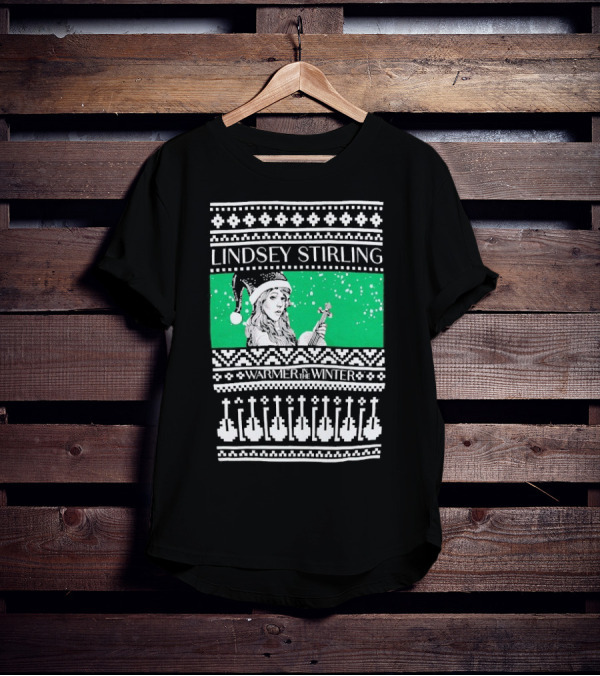 Lindsey Stirling Warmer In The Winter 8 Bit Ugly Holiday Xmas Christmas Santa Violin T-Shirt