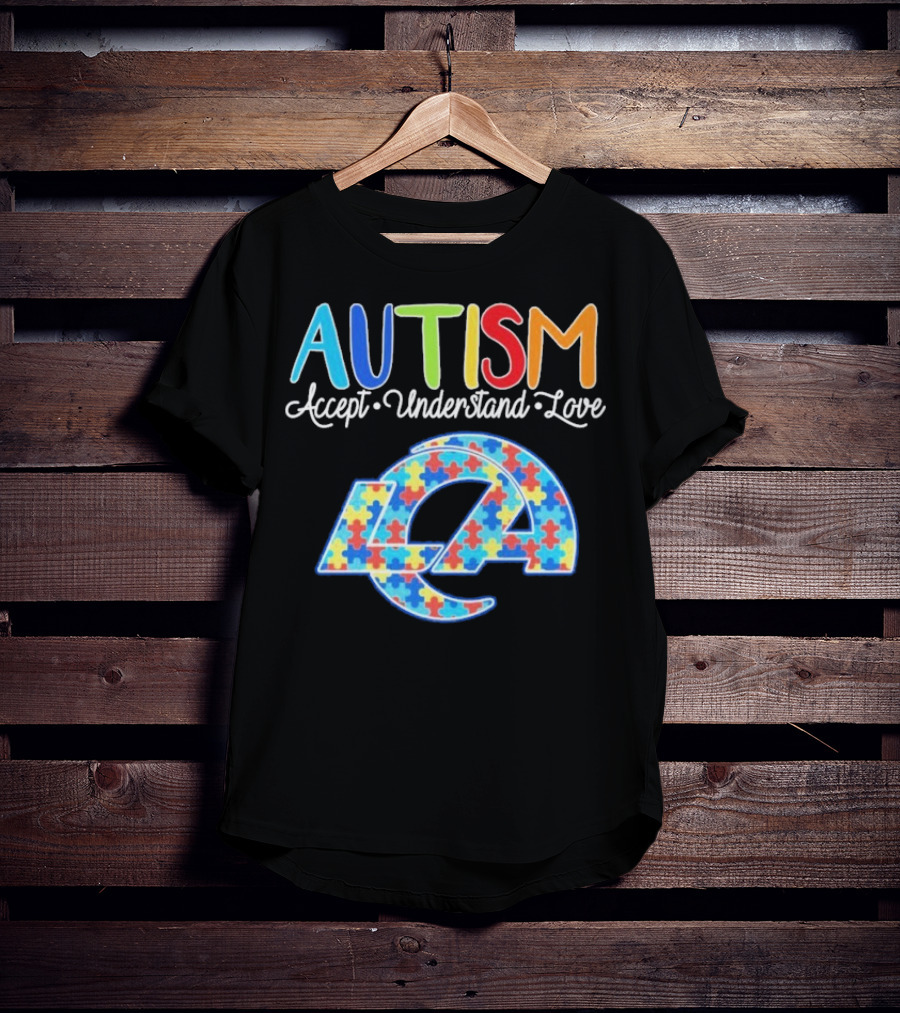 Los Angeles Rams Autism Accept Understand Love Puzzle Rams T-Shirt