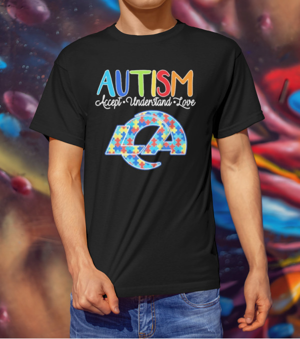 Los Angeles Rams Autism Accept Understand Love Puzzle Rams T-Shirt