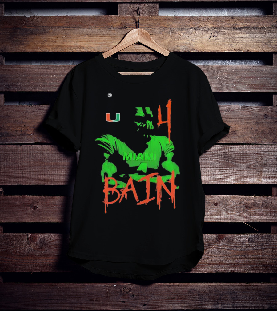 Miami Hurricanes Bain Player U 4 Green-Orange Heroes T-Shirt