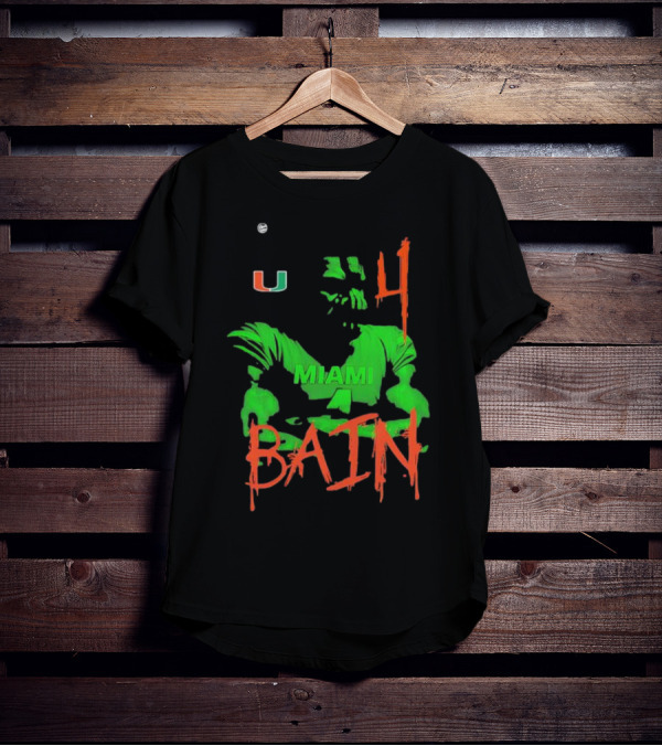 Miami Hurricanes Bain Player U 4 Green-Orange Heroes T-Shirt