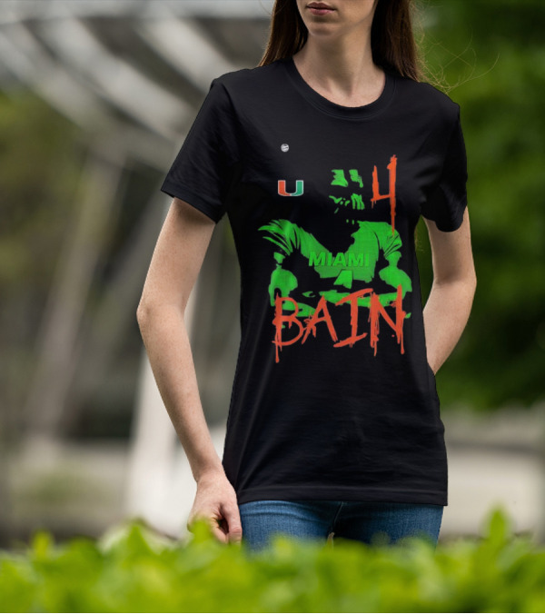 Miami Hurricanes Bain Player U 4 Green-Orange Heroes T-Shirt