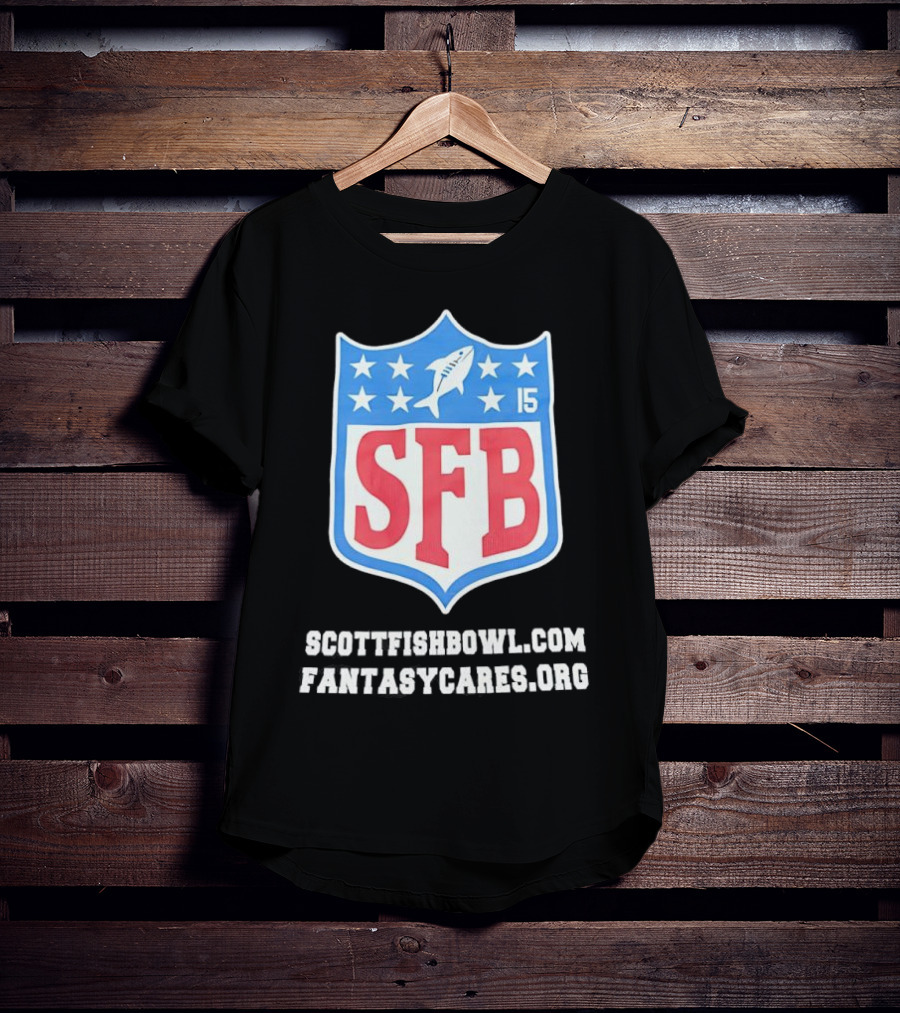 Scott Fish Bowl 15 SFB FantasyCares NFL Shield T-Shirt