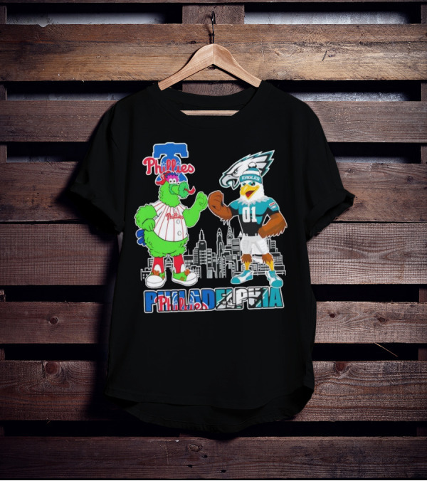 Phillie Phanatic Philadelphia Phillies Swoop Eagles Skyline Philadelphia T-Shirt