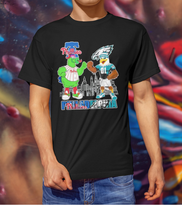 Phillie Phanatic Philadelphia Phillies Swoop Eagles Skyline Philadelphia T-Shirt