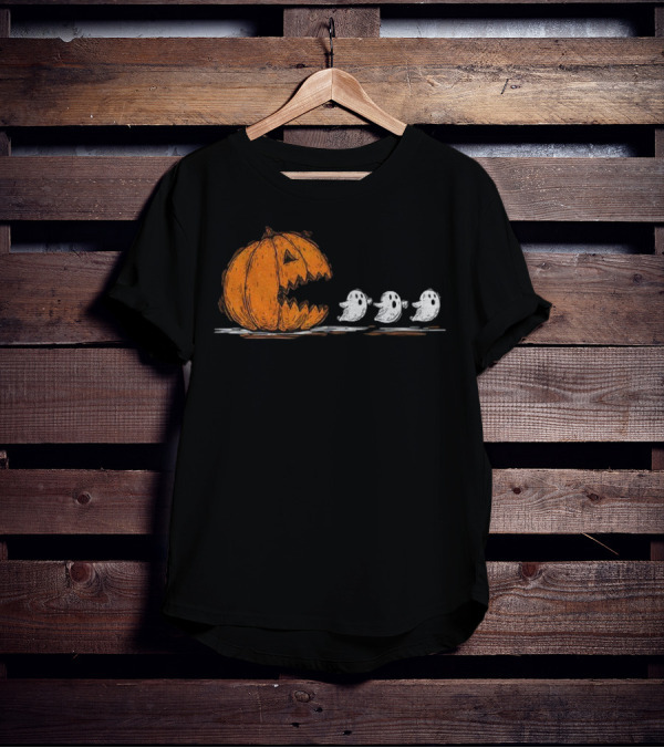 Pumpkin Chasing Ghosts Spooky Season Funny Halloween Vintage T-Shirt